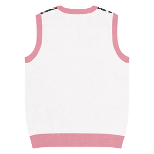 Pink Geometric Origami Knit V-neck Vest - Dipaliz - Vests