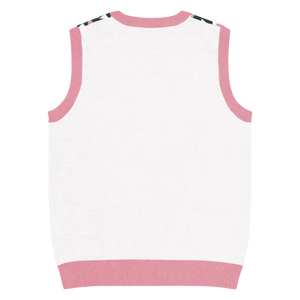 Pink Geometric Origami Knit V-neck Vest - Dipaliz - Vests
