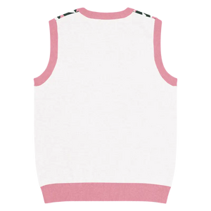 Pink Geometric Origami Knit V-neck Vest - Dipaliz - Vests