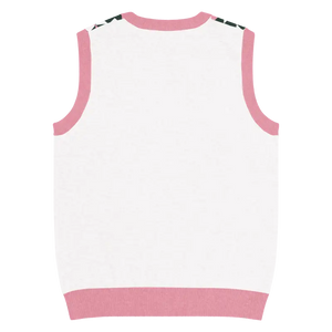 Pink Geometric Origami Knit V-neck Vest - Dipaliz - Vests
