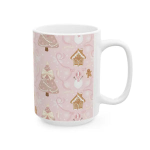 Pink Gingerbread Christmas Mug - Snowman Holiday Cup - Dipaliz - Mugs