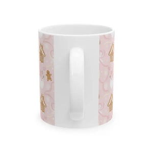 Pink Gingerbread Christmas Mug - Snowman Holiday Cup - Dipaliz - Mugs