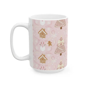 Pink Gingerbread Christmas Mug - Snowman Holiday Cup - Dipaliz - Mugs
