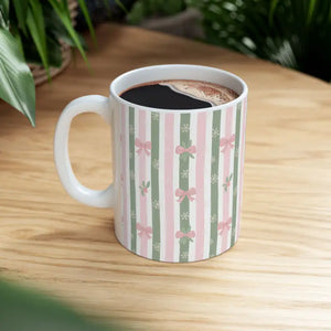 Stripe Ceramic Mug Green Vintage Style - Dipaliz - Mugs