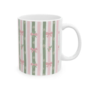 Stripe Ceramic Mug Green Vintage Style - Dipaliz - Mugs