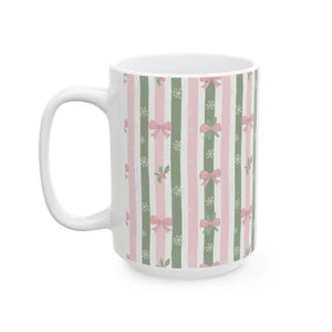 Stripe Ceramic Mug Green Vintage Style - Dipaliz - Mugs