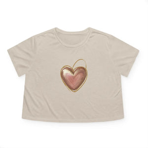 Flowy Cropped Tee - Pink Heart Gold Lining - Dipaliz - T-shirts
