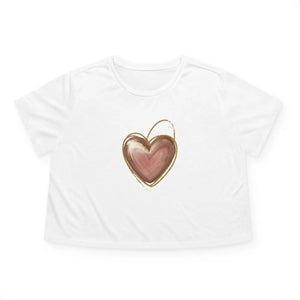 Flowy Cropped Tee - Pink Heart Gold Lining - Dipaliz - T-shirts
