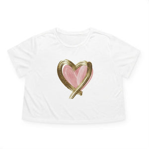 Flowy Cropped Tee - Pink Heart Gold Lining - Dipaliz - T-shirts