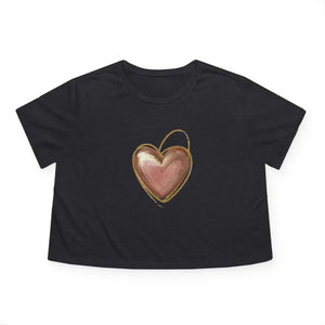 Flowy Cropped Tee Pink Heart Gold Lining Trendsetter - Dipaliz - T-shirts