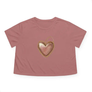 Flowy Cropped Tee Pink Heart Gold Lining Trendsetter - Dipaliz - T-shirts