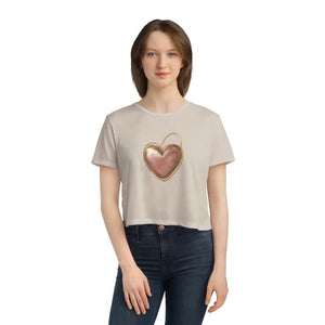 Flowy Cropped Tee Pink Heart Gold Lining Trendsetter - Dipaliz - T-shirts