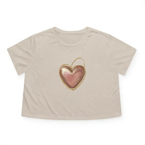 Flowy Cropped Tee Pink Heart Gold Lining Trendsetter - Dipaliz - T-shirts