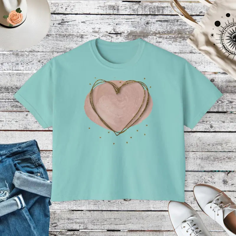 Oversized Pink Heart Boxy Tee for Women - Ultimate Comfort & Style - Chalky Mint / s T-shirt