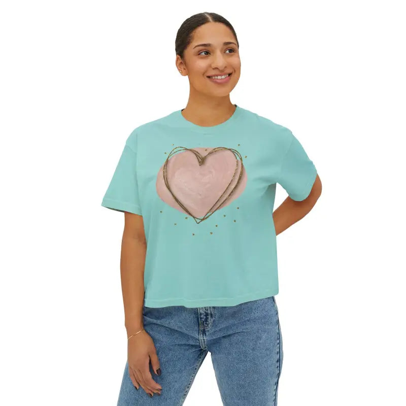 Oversized Pink Heart Boxy Tee for Women - Ultimate Comfort & Style - T-shirt