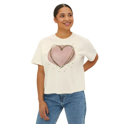 Oversized Pink Heart Boxy Tee for Women - Ultimate Comfort & Style - T-shirt