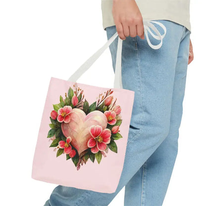 Stylish Pink Hearts & Flowers Tote Bag - Functional Chic - Bags