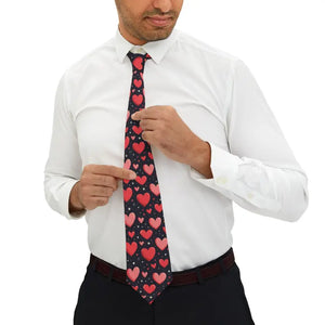 Pink Hearts Pattern Necktie - Fabulous Eye-catching Style - Dipaliz - one Size - Neckties
