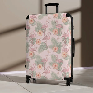 Pink Hibiscus Travel Luggage – Removable Lined Interior - Dipaliz - Suitcases
