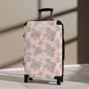 Pink Hibiscus Travel Luggage – Removable Lined Interior - Dipaliz - Suitcases