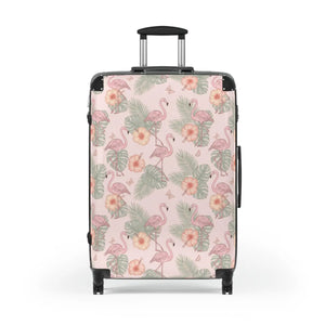 Pink Hibiscus Travel Luggage – Removable Lined Interior - Dipaliz - Suitcases