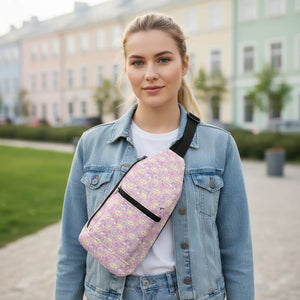 Pink Kawaii Cloud Sling Bag - Pastel Heart Pattern - Dipaliz - Cross Body Bags