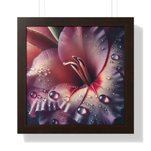 Stunning Pink Lilly Gallery Canvas Framed Horizontal Poster - Dipaliz - 16″ x / Walnut - Prints