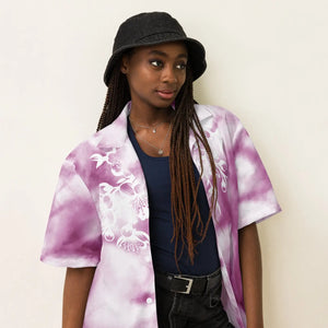 Unisex Floral Pattern Button Shirt - Pink Marble - Dipaliz - Shirts