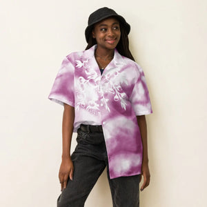 Unisex Floral Pattern Button Shirt - Pink Marble - Dipaliz - Shirts