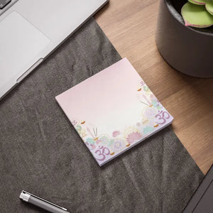 Spiritual Yoga Sticky Notes - Pink Om and Lotus Note Pad - Dipaliz - Paper Products