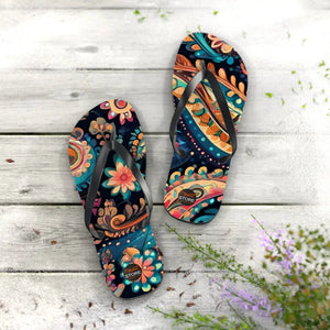 Pink Paisley Unisex Flip Flops - Bold Summer Beach Style - Dipaliz - Slippers