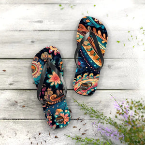 Pink Paisley Unisex Flip Flops - Bold Summer Beach Style - Dipaliz - Slippers