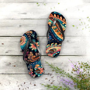Pink Paisley Unisex Flip Flops - Bold Summer Beach Style - Dipaliz - Slippers