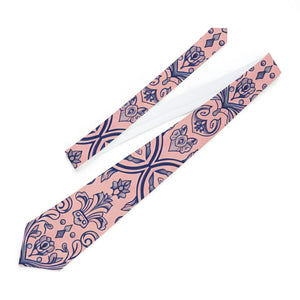 Elegant Pink Paisley Necktie - Slim Floral Satin - Dipaliz - Neckties