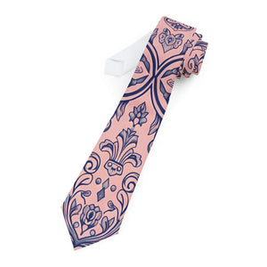 Elegant Pink Paisley Necktie - Slim Floral Satin - Dipaliz - Neckties