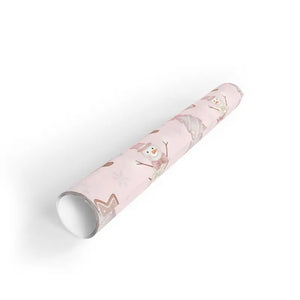 Holiday Wrapping Paper Pink Pastel Snowman Design Dipaliz