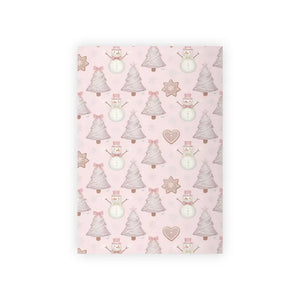 Holiday Wrapping Paper Pink Pastel Snowman Design Dipaliz