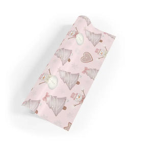 Holiday Wrapping Paper Pink Pastel Snowman Design Dipaliz