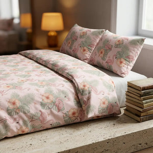 Pink Pastel Rose Floral Cotton Bed Set - Dipaliz - Bedding Sets