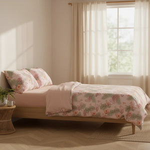 Pink Pastel Rose Floral Cotton Bed Set - Dipaliz - Bedding Sets