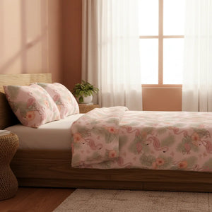 Pink Pastel Rose Floral Cotton Bed Set - Dipaliz - Bedding Sets
