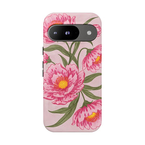 Pink Peony Tough Phone Case, Floral Protective Cover - Mobile Cases