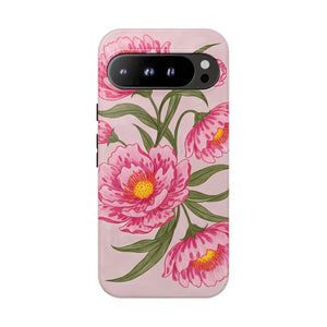 Pink Peony Tough Phone Case, Floral Protective Cover - Mobile Cases