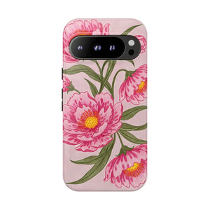 Pink Peony Tough Phone Case, Floral Protective Cover - Mobile Cases