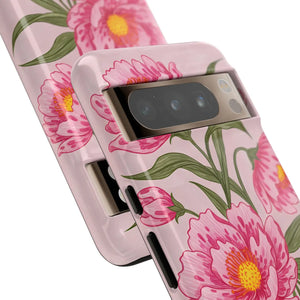 Pink Peony Tough Phone Case, Floral Protective Cover - Mobile Cases