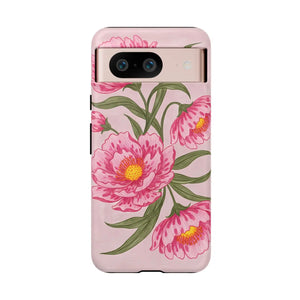 Pink Peony Tough Phone Case, Floral Protective Cover - Mobile Cases