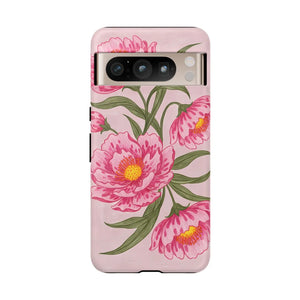 Pink Peony Tough Phone Case, Floral Protective Cover - Mobile Cases