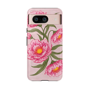 Pink Peony Tough Phone Case, Floral Protective Cover - Mobile Cases