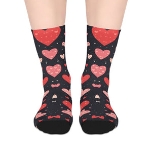 Stylish Red Hearts Mid-length Socks - Casual Wear - Dipaliz