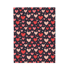Heart Print Velveteen Plush Blanket – Cozy Sophistication - Dipaliz - Blankets